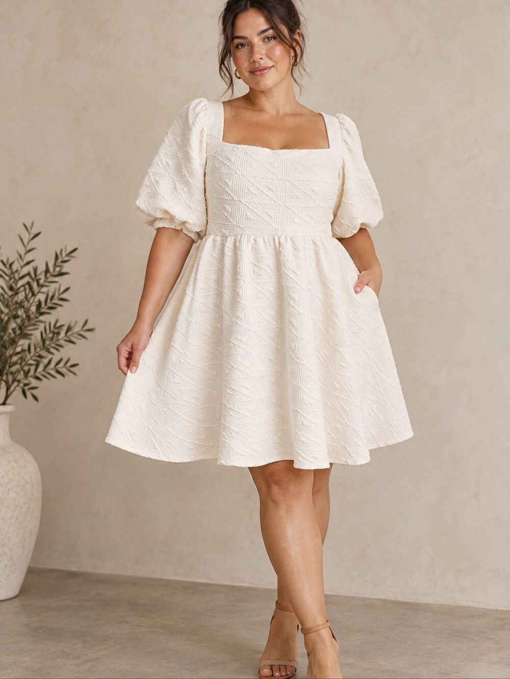 Free People Babydoll Mini Dress In Cream Color Bridal Shower Cocktail Dress Grad
